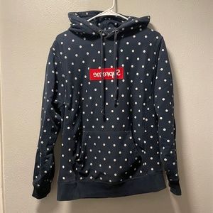 Supreme x CDG Polka Dot Box Logo Hoodie - Navy Blue - Medium